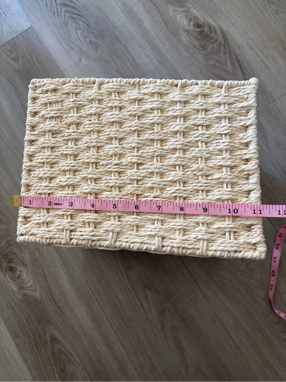 Natural Woven Storage Basket with Handles - Cream